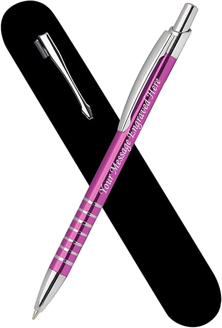 Paul Clover Personalised Engraved Ballpoint Pen, Personalised Gifts For Men and Women - Enter Your Custom Engraving (Pink)