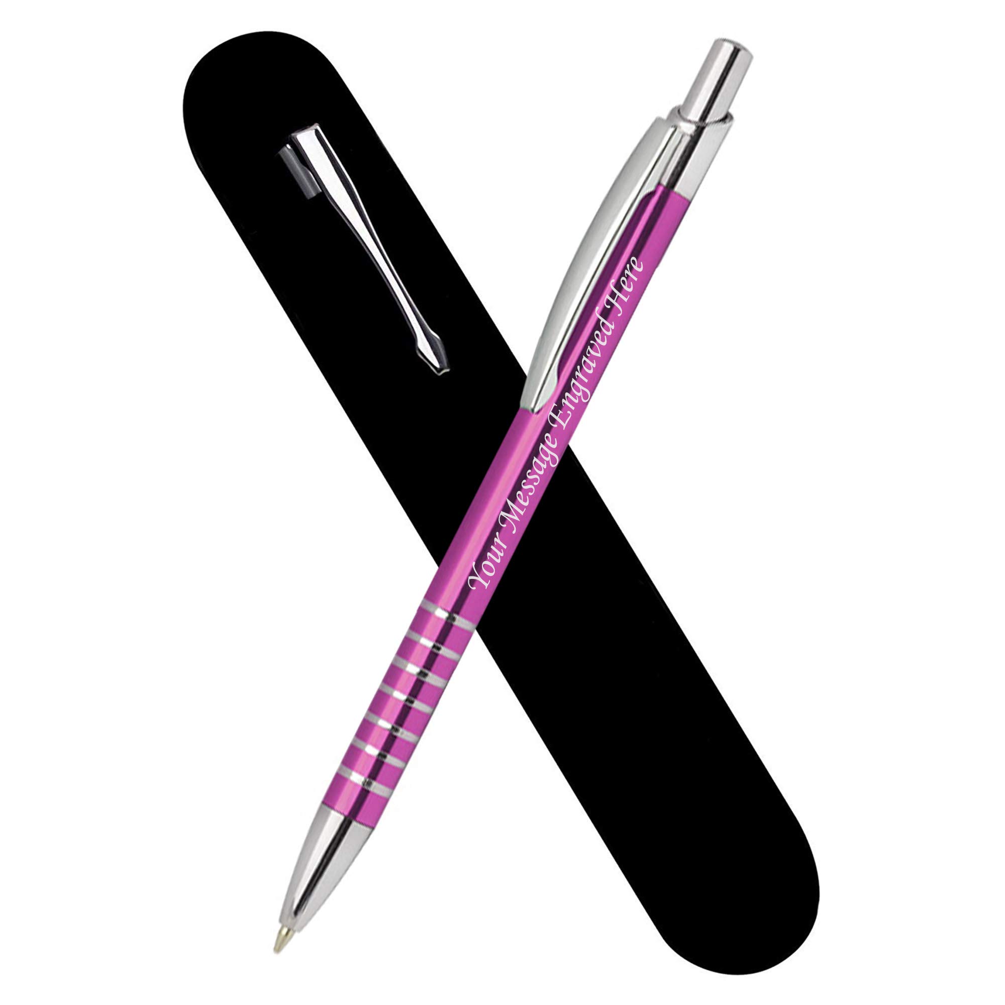 Paul Clover Personalised Engraved Ballpoint Pen, Personalised Gifts For Men and Women - Enter Your Custom Engraving (Pink)