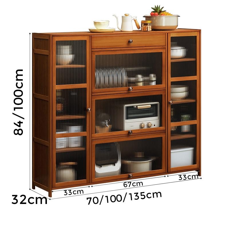 Mueble de cocina de bambú resistente con elegante vidrio texturizado 3