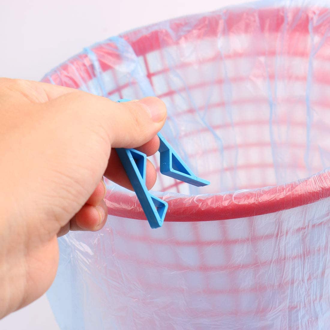 20 Clip Sacco Spazzatura In Plastica Blu – Fissaggio Antiscivolo Per Bidoni Da Cucina, Ufficio E Ristorante, Facili Da Usare E Regolabili
