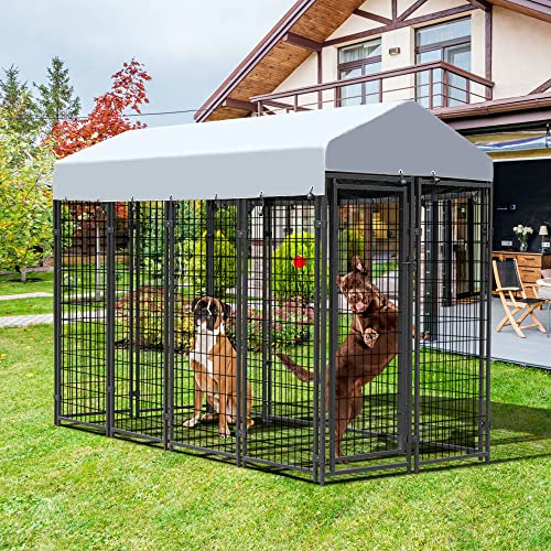 JAXPETY Large Dog Uptown Welded Wire Kennel Outdoor Pen Outside Exercise Crate Pet Wire Cage w/ Roof - Image 3