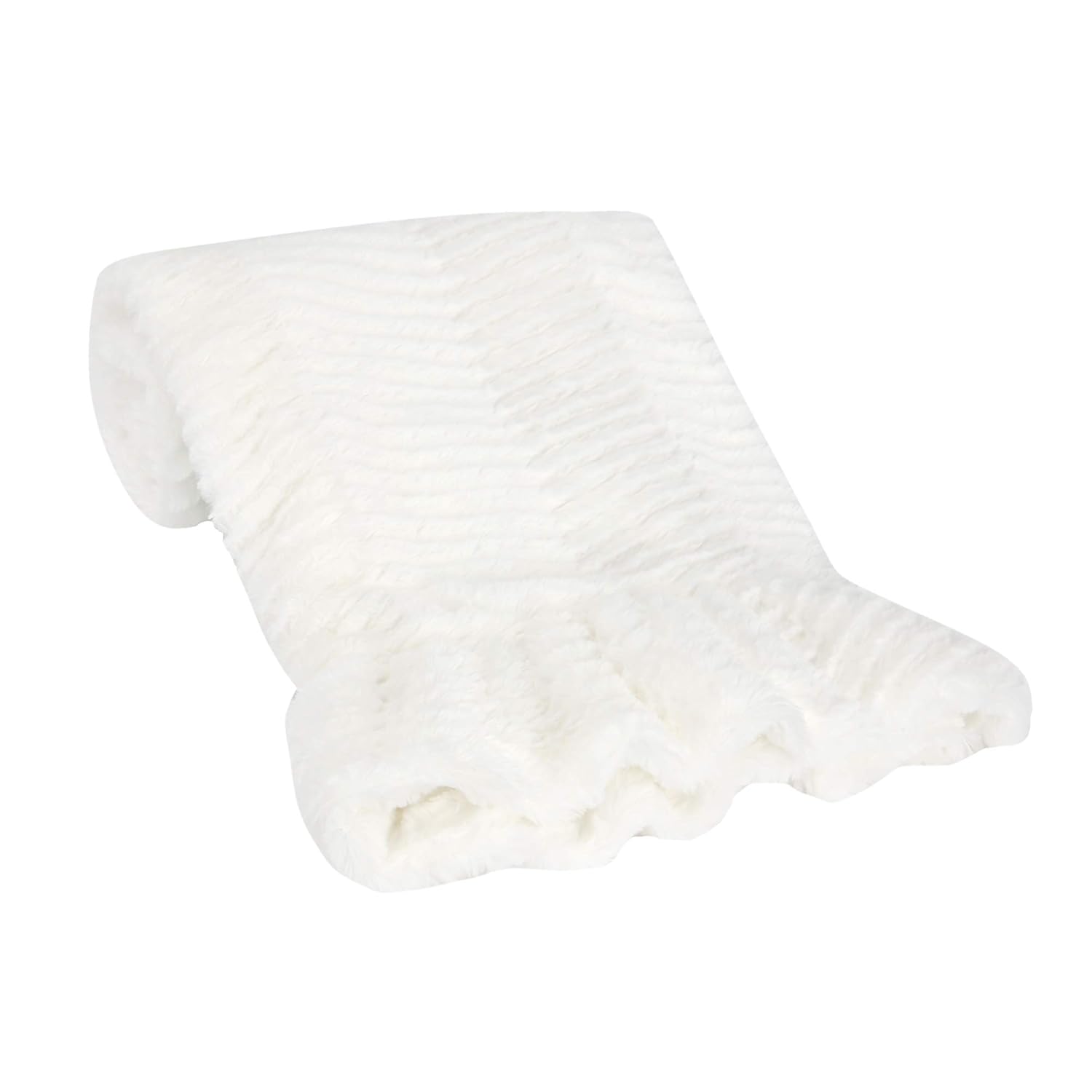 Lambs & Ivy Signature White Ruffled Lux Minky/Jersey Chevron Baby Blanket : Baby