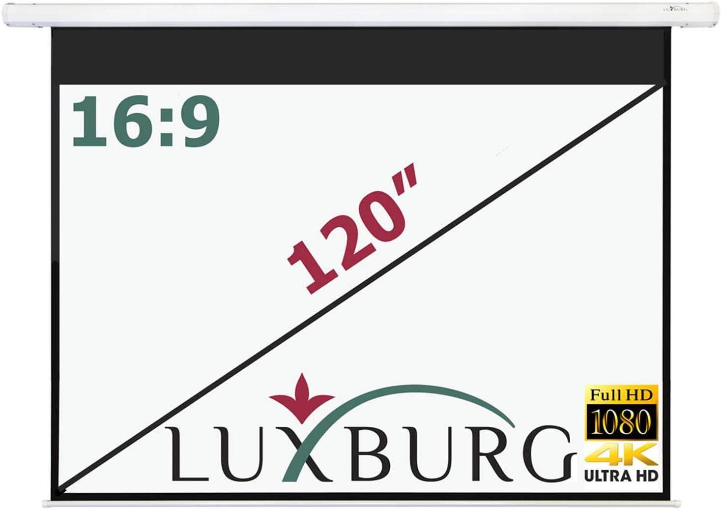 LUXBURG 120" 265x149cm 16:9 Full HD 3D Manual Pull Down Projector Projection Screen - Fiber Glass Fabric (105"x59") Wall or Ceiling mountable