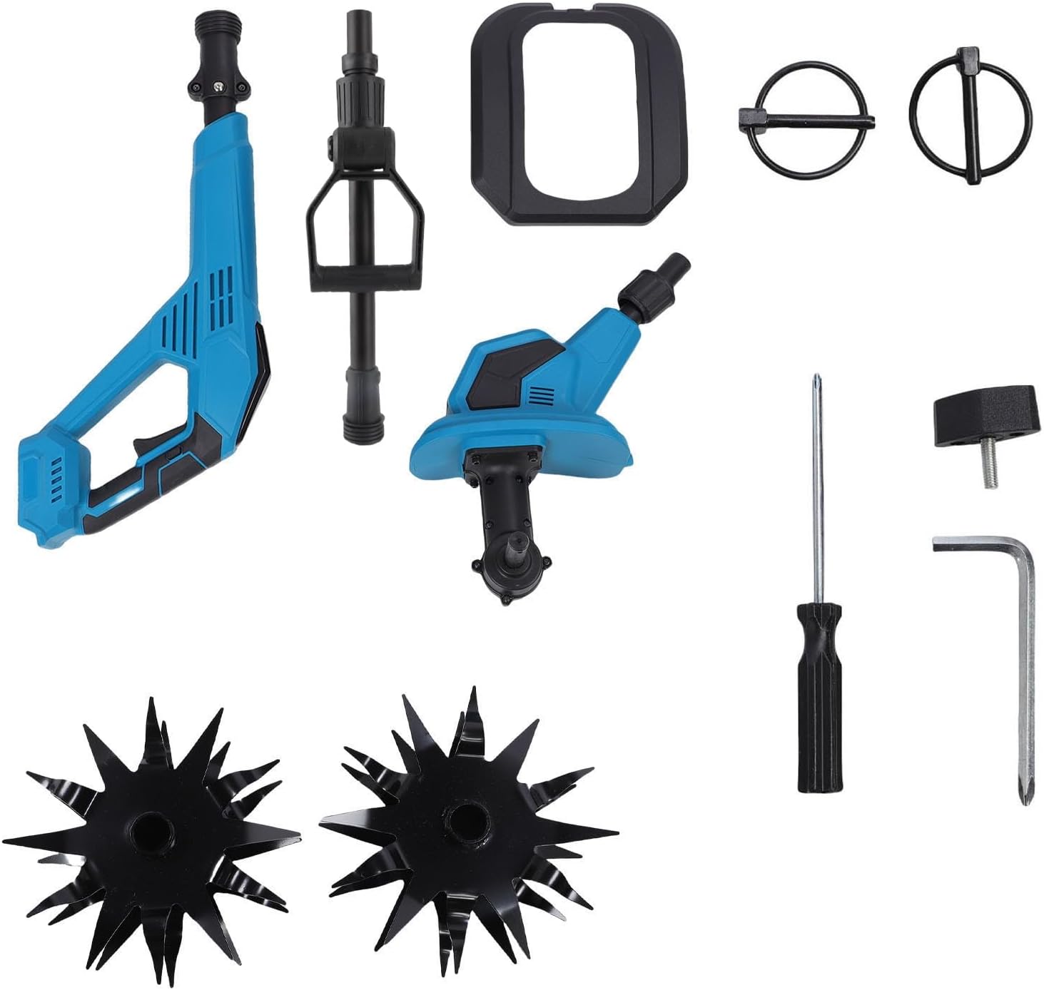 Zunate Cordless Tiller Cultivator, Battery Powered Garden Tool Compatible with Lightweight and Ergonomic Design