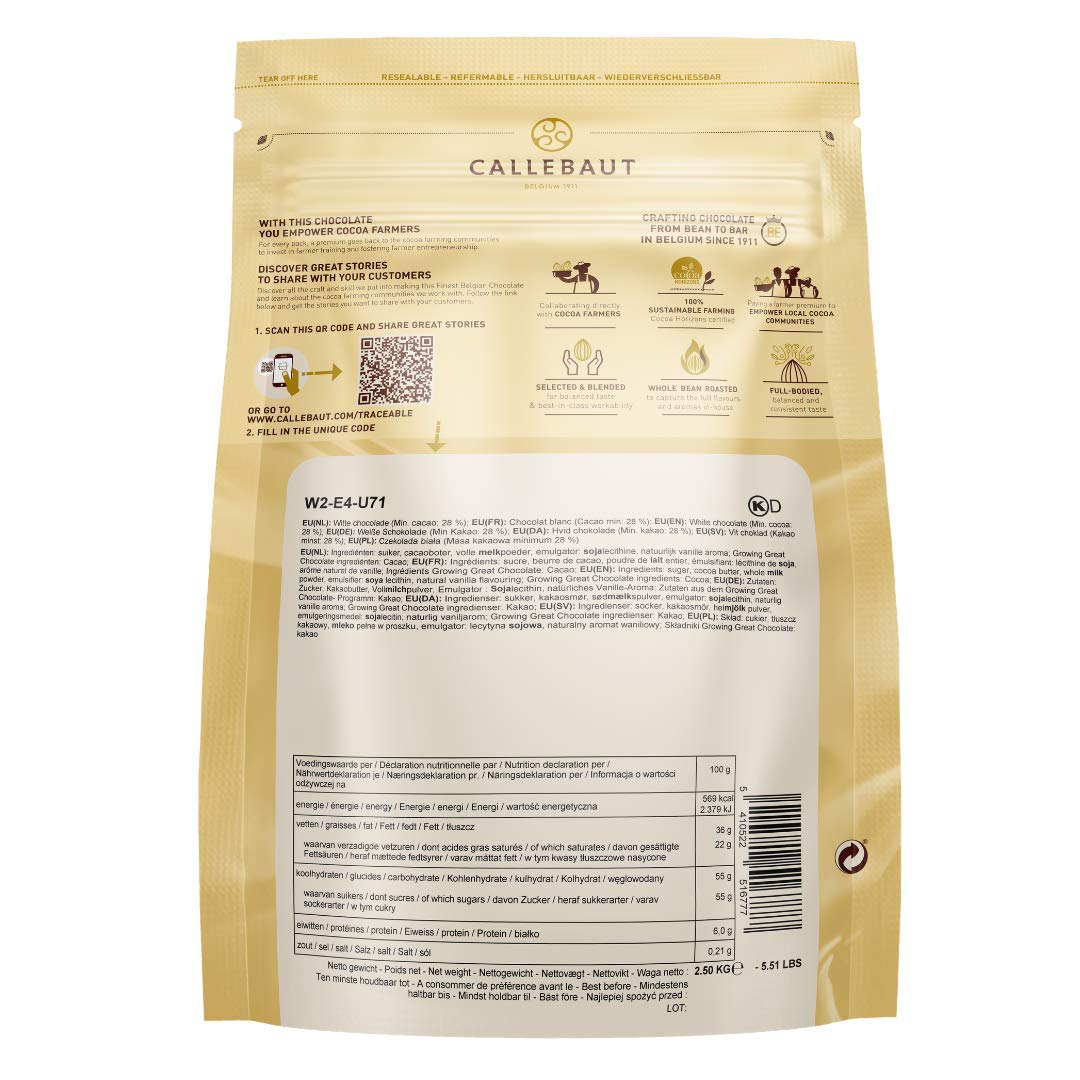 Callebaut W2 28% gocce di Cioccolato Bianco (callets) 2.5kg