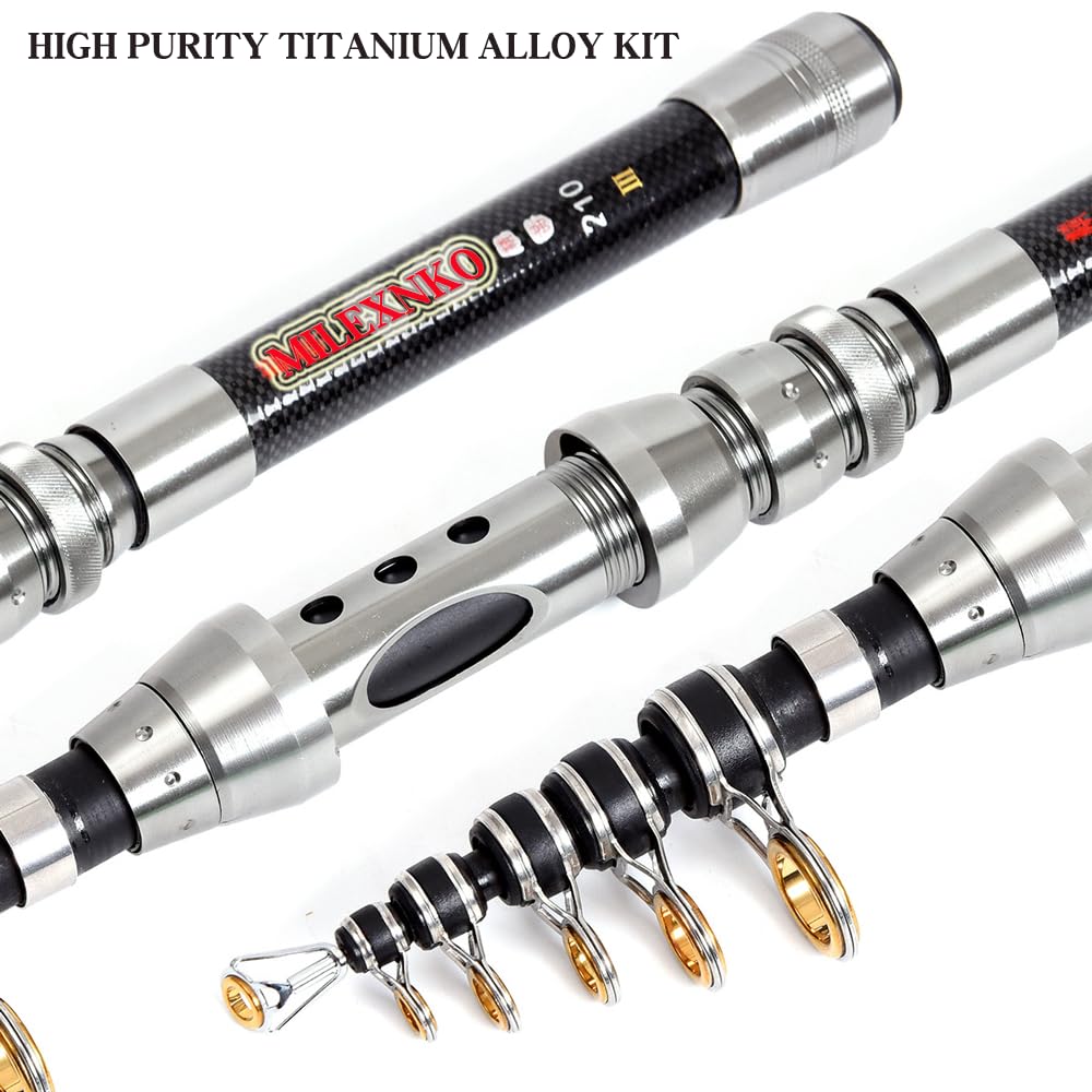 Telescopic Fishing Rod and Reel Combo, 7.87 Ft Carbon Fiber Rod, Complete Kit with Tackle Box, Lures, Hooks, Carrying Bag