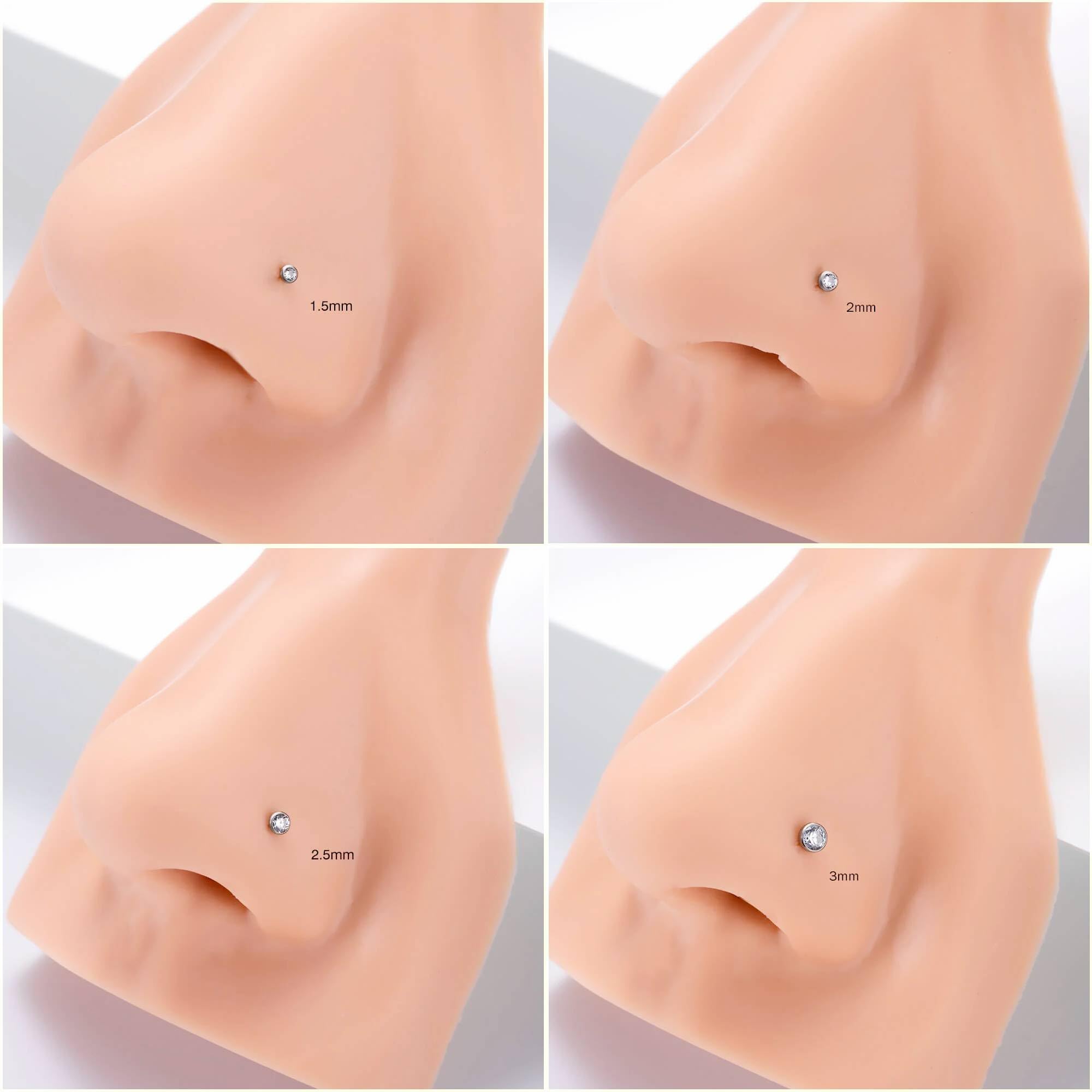 Via Mazzini Stainless Steel No-Tarnish No-Rusting Crystal Studded Nose Pin Set for Women and Girls (NR04983) Pack of 4 Pcs 3