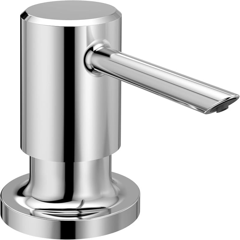 Modern Deck-Mount Kitchen Soap & Lotion Dispenser, Top-Fill, 18-oz Refillable Bottle, Chrome, 3949