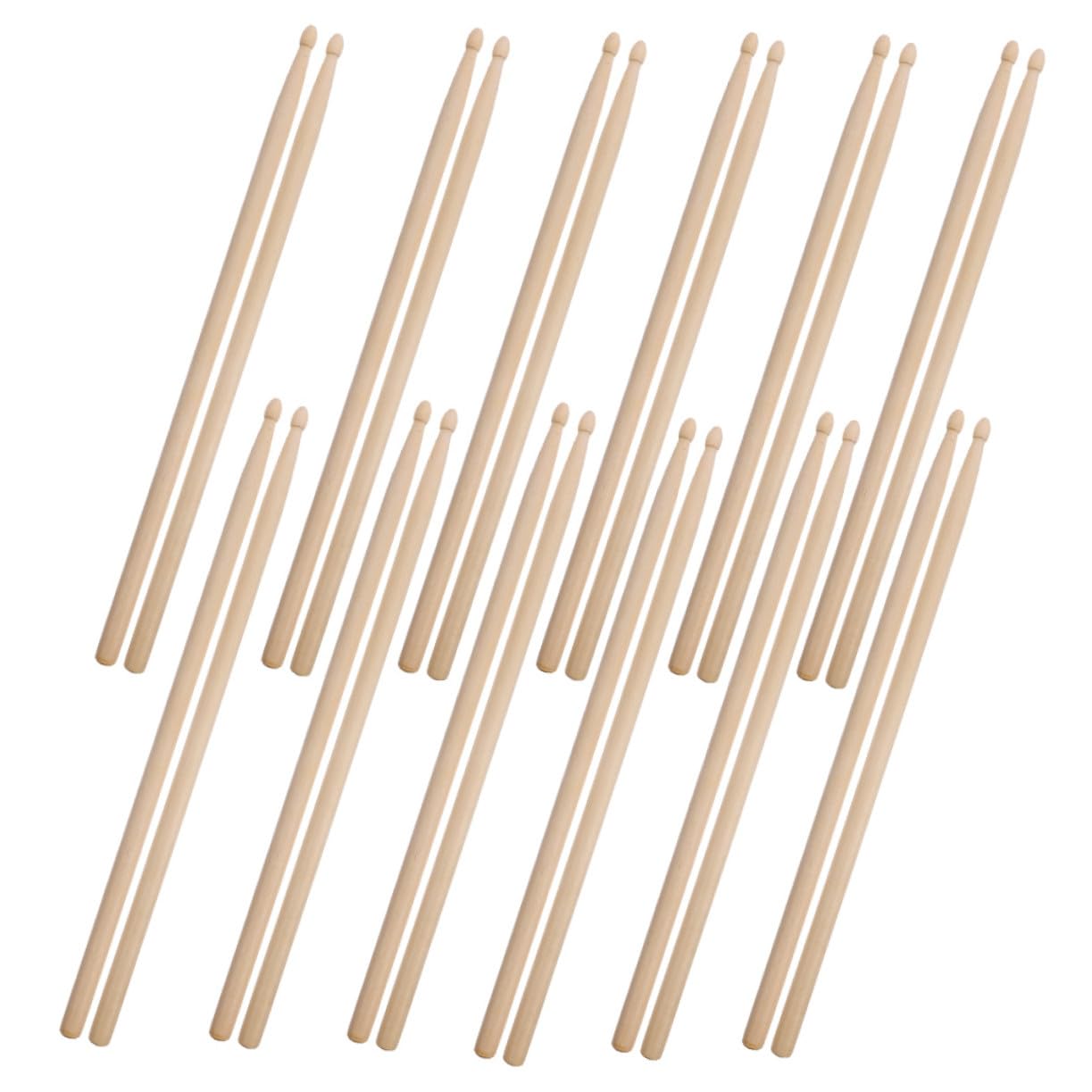 5a Holz Drumsticks 12 Paar für Schlagzeug, Anfänger und Profis | Beige, Präzise Verarbeitet und Ausgewogen, für Unterricht und Bands, 12 Stück-pack