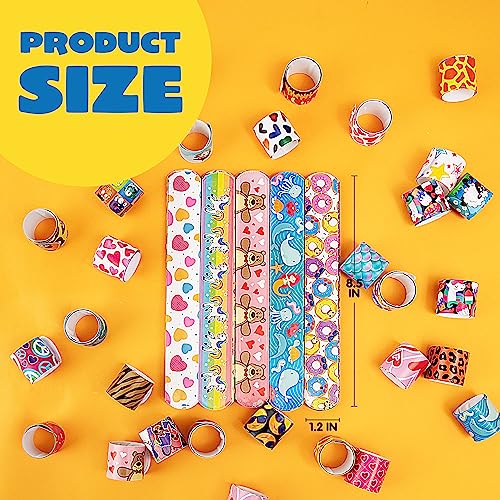 Joyin 15606 60 Pcs Slap Bracelets For Kids Bulk Wristbands With Animals, Friendship, Heart Print 36 Designs, For Kids Easter Party Favors, Classroom Prizes Exchanging Gifts thumb #5