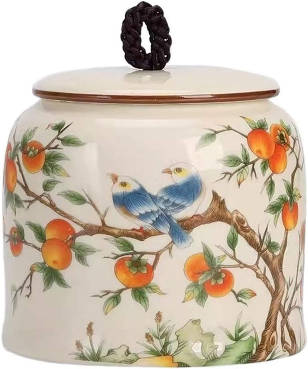 Tea Tin High-grade Hand-painted Ceramic Tea Canisters Kitchen Sealed Storage Jars Household Decorative Ornaments Container
