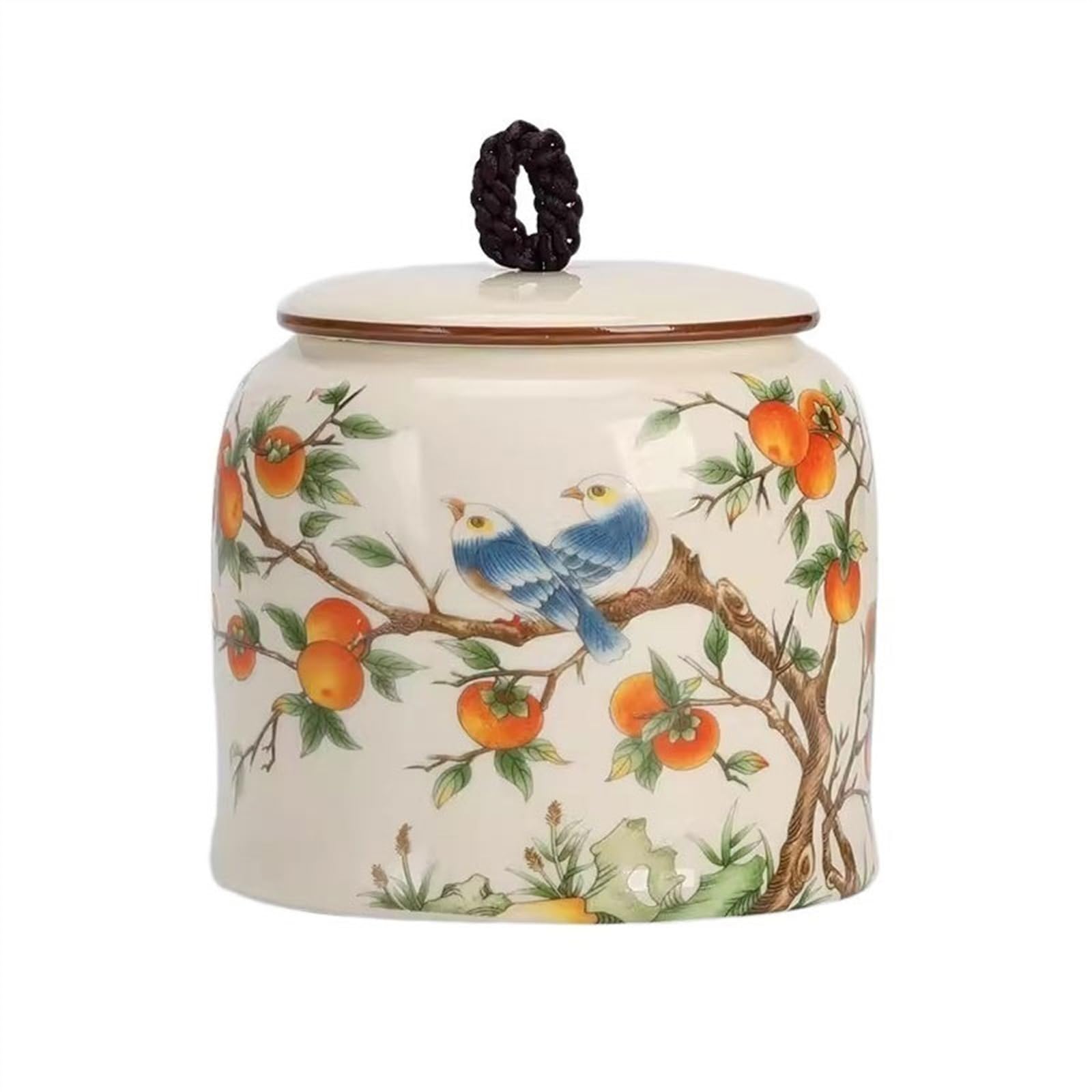 Hhaoran-9868 Ceramic Tea Canister High-grade Hand-painted Ceramic Tea Canisters Kitchen Sealed Storage Jars Household Decorative Ornaments Food Canisters for Kitchen
