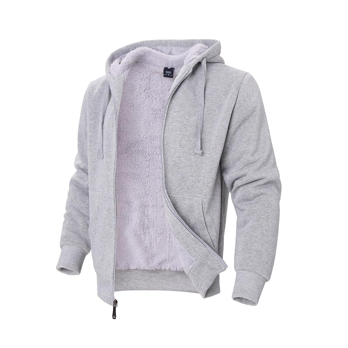 TanBridge Sherpa Fleece Lined Hoodie Big and Tall Plaid Flannel Jacket Winter Coats for Men Zip Up Winter Warm Sweatshirts