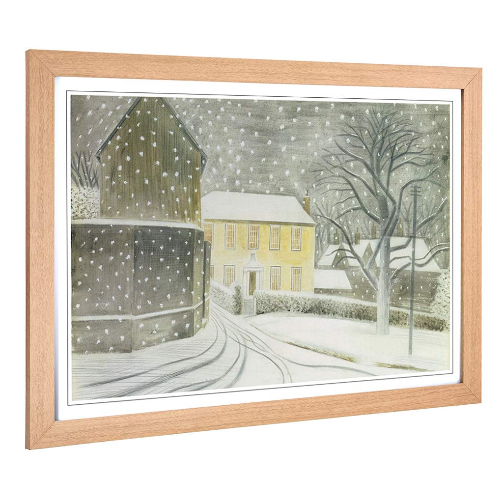 Big Box Art Framed Print of Eric Ravilious Halstead Road in Snow Design | Wall Art Picture | Home Decor for Kitchen, Living Room, Bedroom, Hallway, Oak, A2 / 24.5x18 Inch / 62x45cm