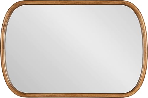 Miniatura 9 de Kate and Laurel Talma - Espejo de pared ovalado arqueado moderno, 24 x 36 marrón rústico decoración de pared de cápsula de transición con marco de