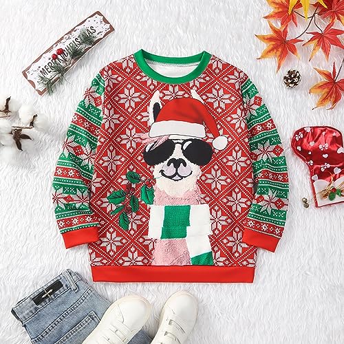 Boys Girls Ugly Christmas Sweatshirt Kids 3D Funny Xmas Long Sleeve Dinosaurs Pullover Sweater Tops T-shirt2