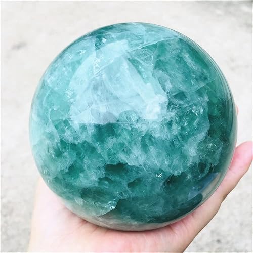 JONGIA Bola de fluorita Verde Natural, Cristal de cuarzo, Piedra preciosa curativa, esfera Reiki, 65-100mm (Size 1.5kg-2kg)
