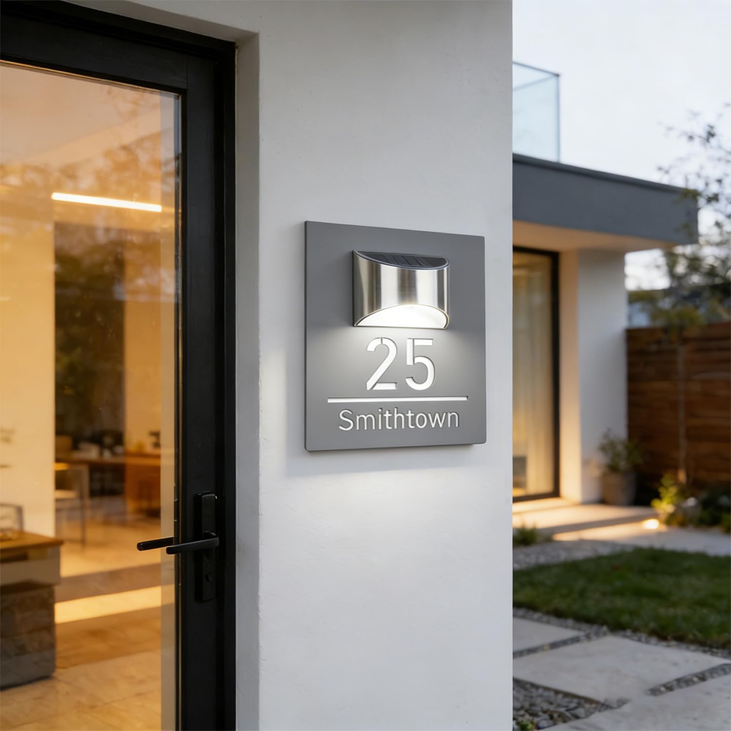 Targhetta Personalizzata con Numero Civico Esterno a LED Solare – Targa Retroilluminata Impermeabile con Numeri Civici da Esterno Personalizzati, Perfetta per un Indirizzo di Consegna Sempre Visibile