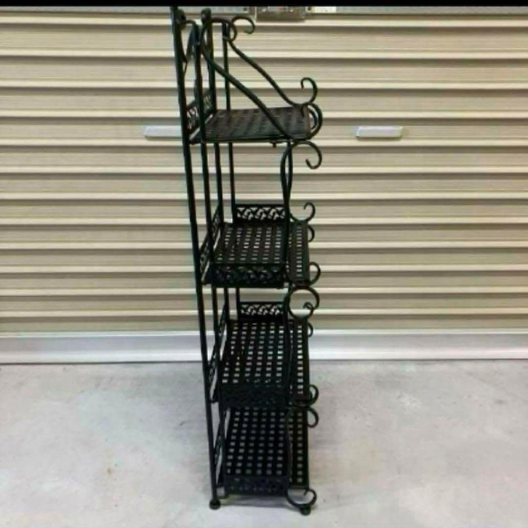 アンティーク調 アイアンフレーム 4段折りたたみラック 飾り棚 花台 レトロ