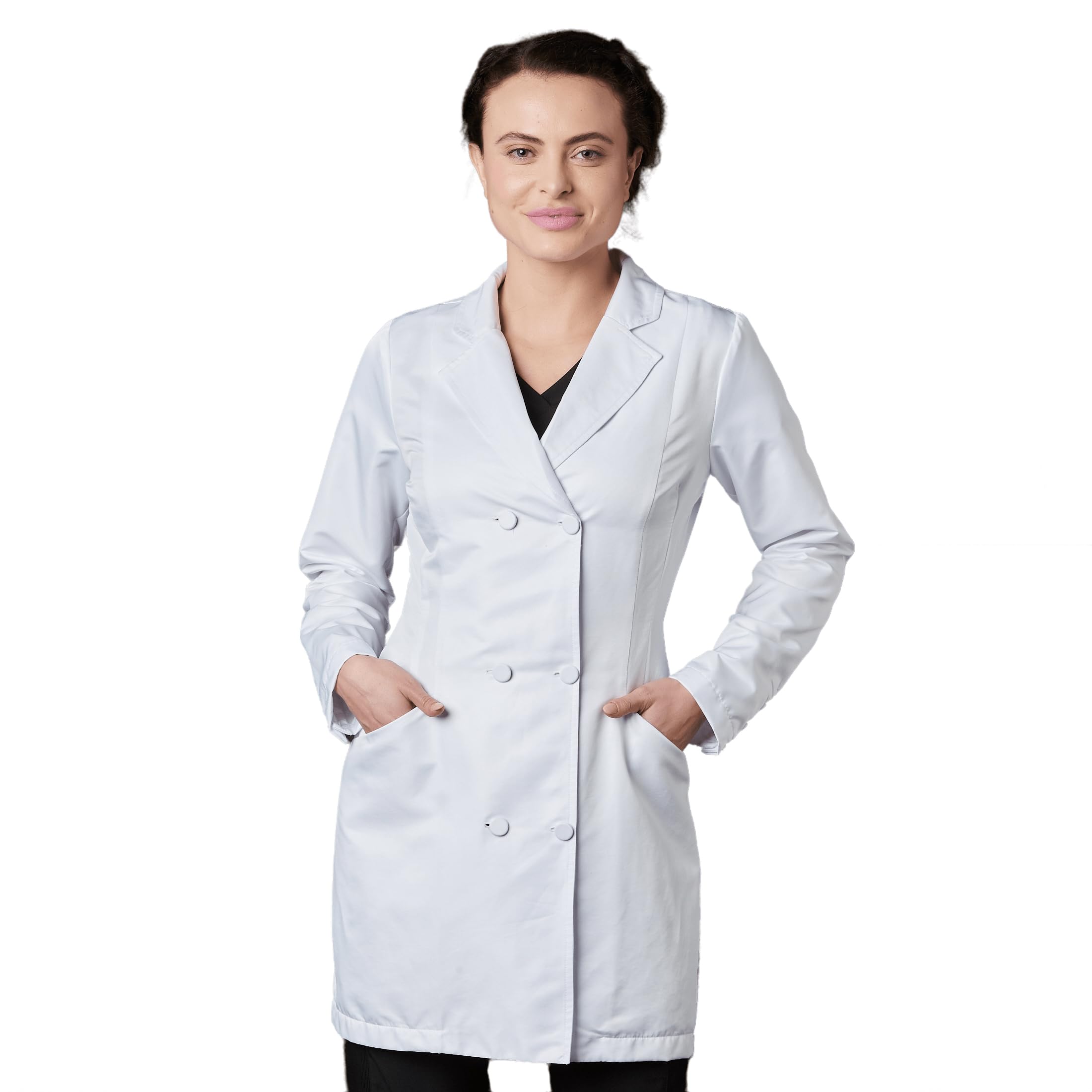 Bata Sanitaria De Trabajo Musa Mujer Repelente Antibacterial Esterilizable Resistente Reutilizable Médico Doctora Laboratorio Escuela Farmacia Color Blanco