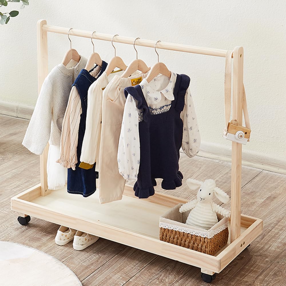 NUODWELL Perchero para Ropa de Bebé para Niños Pequeños, Soporte para Colgar Ropa de Mascotas, Perchero Simple de Piso para Almacenar Ropa, Sombreros para Niños y Zapatos (55 * 26 * 60 cm (Sin ruedas