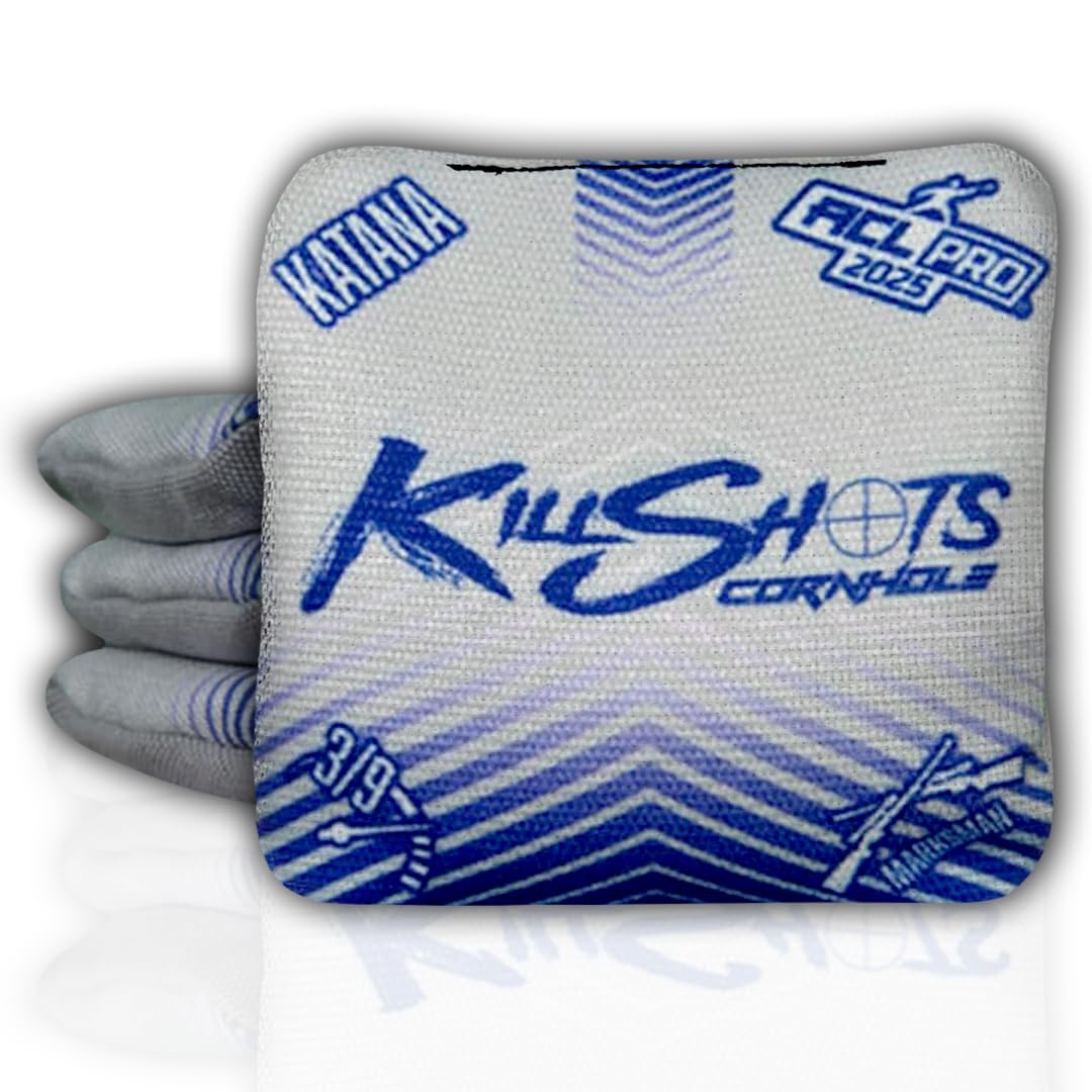 Killshots Cornhole | Katana Series | Limited Edition | ACL Pro Certified Cornhole Bags | Premium Quality | Dual-Speed | Durable & Weather Resistant | Set of 4 Bags (Blue)