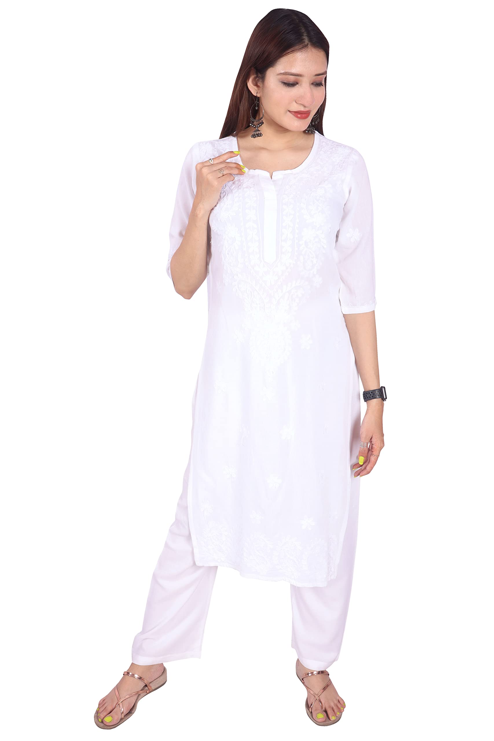 Indicraftplus size chikankari kurta for women
