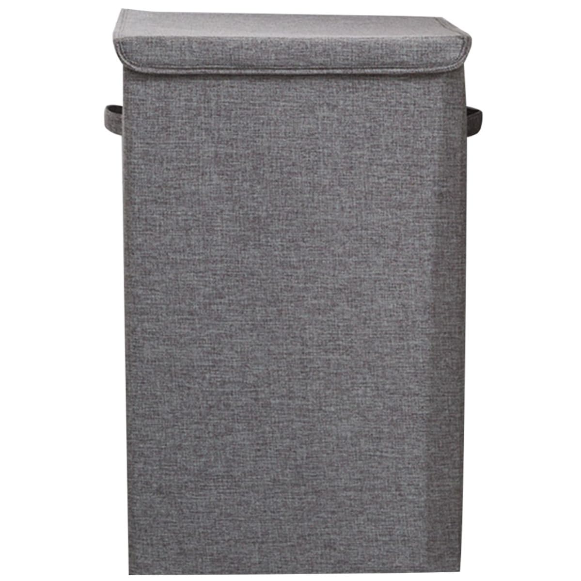 Cesto de Ropa Lavable Tapa, Tejido de Algodón y Lino, Gris Pequeño