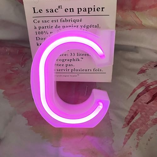 Miniatura 5 de Letrero de neón, letras de neón, letras del alfabeto de neón iluminadas, letras con luces LED, letras de marquesina iluminadas, batería, USB, rosa