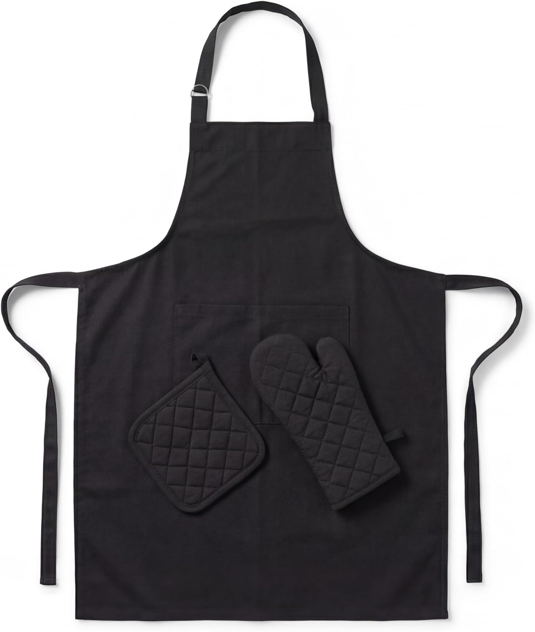 - Apron Set for Kitchen – Cotton Apron with Single Oven Glove & Pot Holder | Heat Resistant Cooking & Baking Apron Combo | Unisex Kitchen Accessories