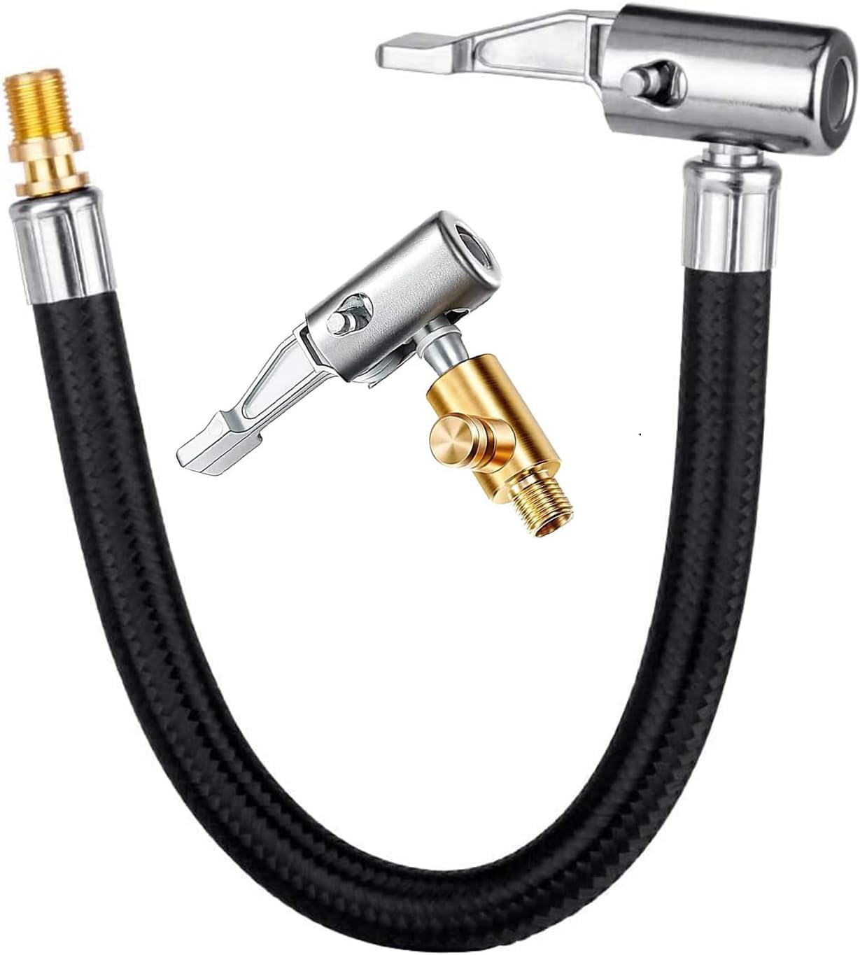 KEWAYO 車 バイク空気入れエアーホース エアー ポンプ空気入れ延長 ホー バルブ延長チューブ ス タイヤインフレーション エアーホース 変換アダプター付 (60cm)