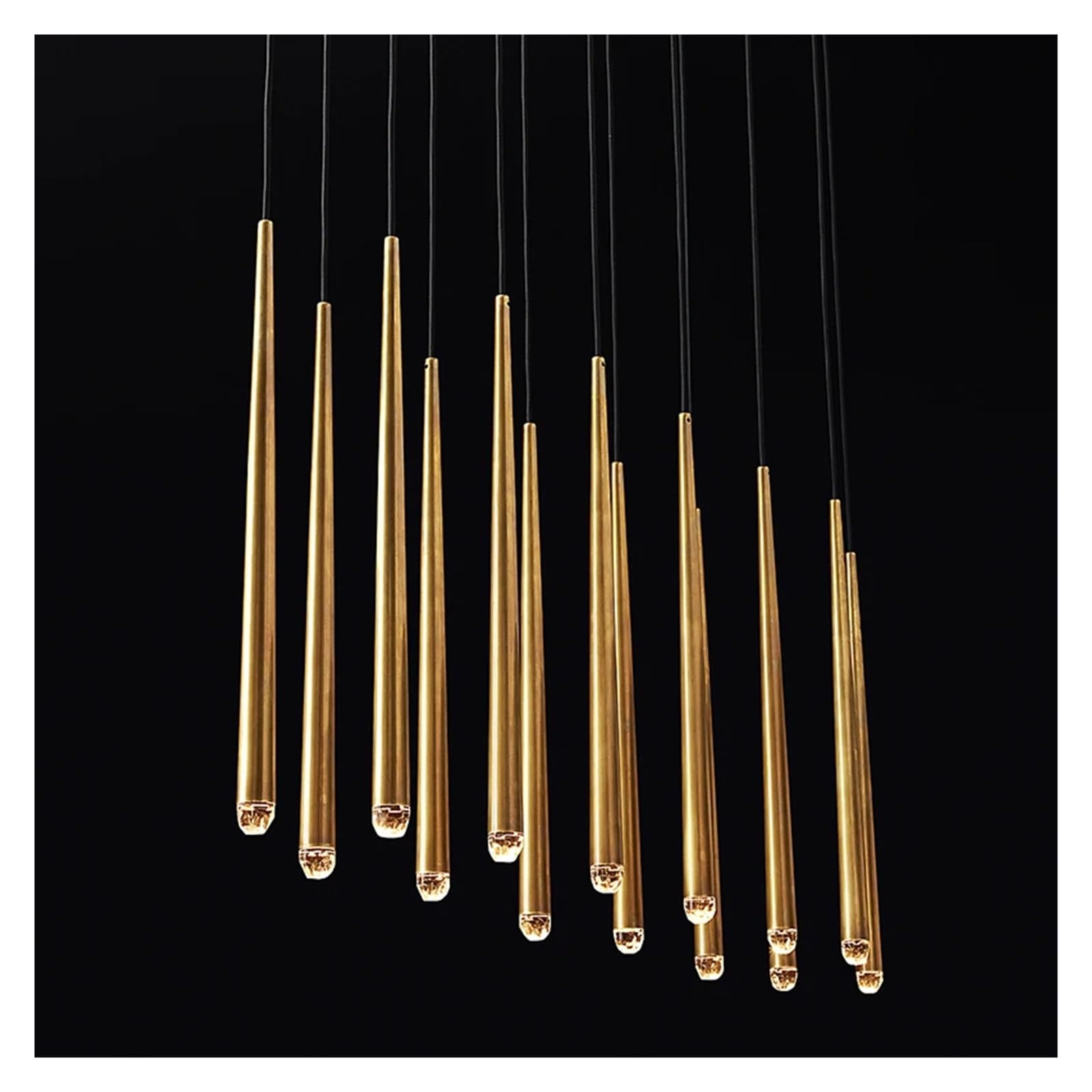 Lampadario Moderno in Cristallo per Sala da Pranzo - Illuminazione per Interni, Bar, casa, Cucina, Scale, lampadario Lungo (Nero, 15 luci)