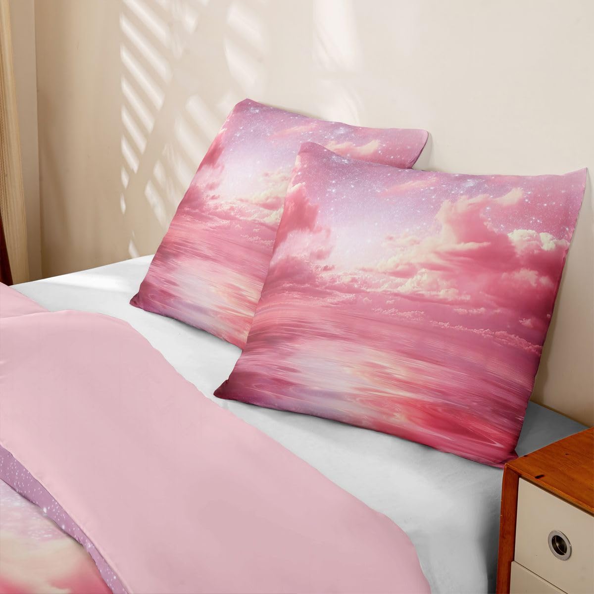 Homewish Rosa Himmel Bettwäsche Set 135x200 4teilig