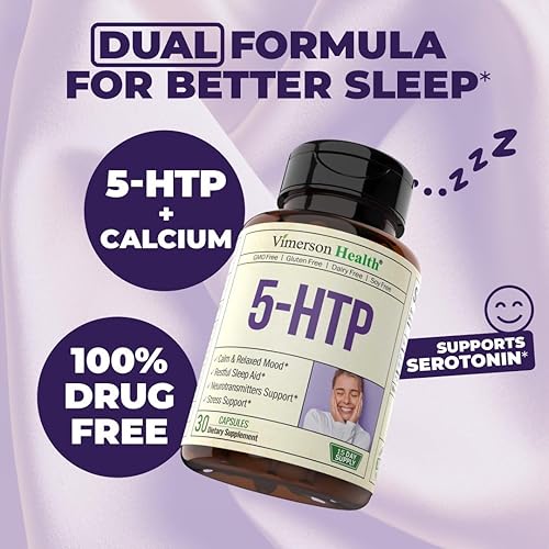 Miniatura 6 de Suplementos de serotonina 5HTP para mujeres y hombres. Ayuda para dormir y apoyo ocasional para el estrés - Suplemento 5 HTP Plus de 200 mg con
