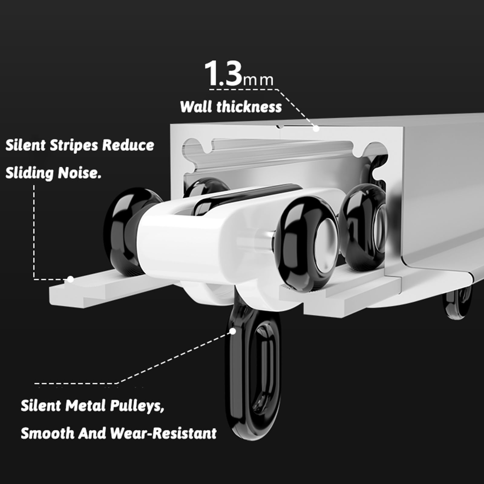 Binario per Tenda da Incasso per Montaggio A Soffitto, Bastone per Tende Invisibile in Alluminio per Divisorio di Ambienti(Bianco,230cm/7.5ft(2 * 115cm))