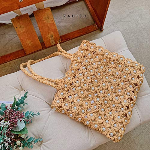 Bolso de hombro tejido a mano con flores de perla miniatura 2
