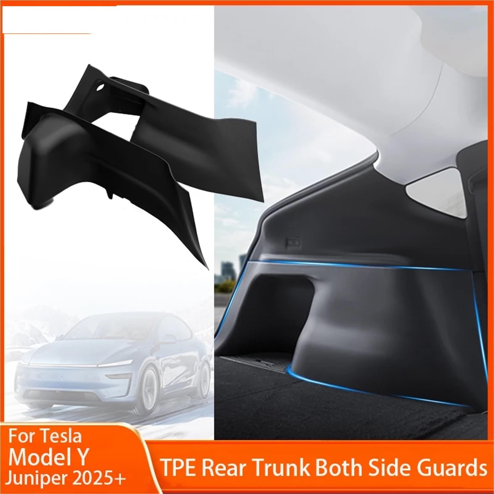 Protectores Laterales para Maletero Trasero compatibles con Tesla Model Y Juniper 2025, protección de Esquinas con Superficie TPE Alfombrilla Maletero Coche