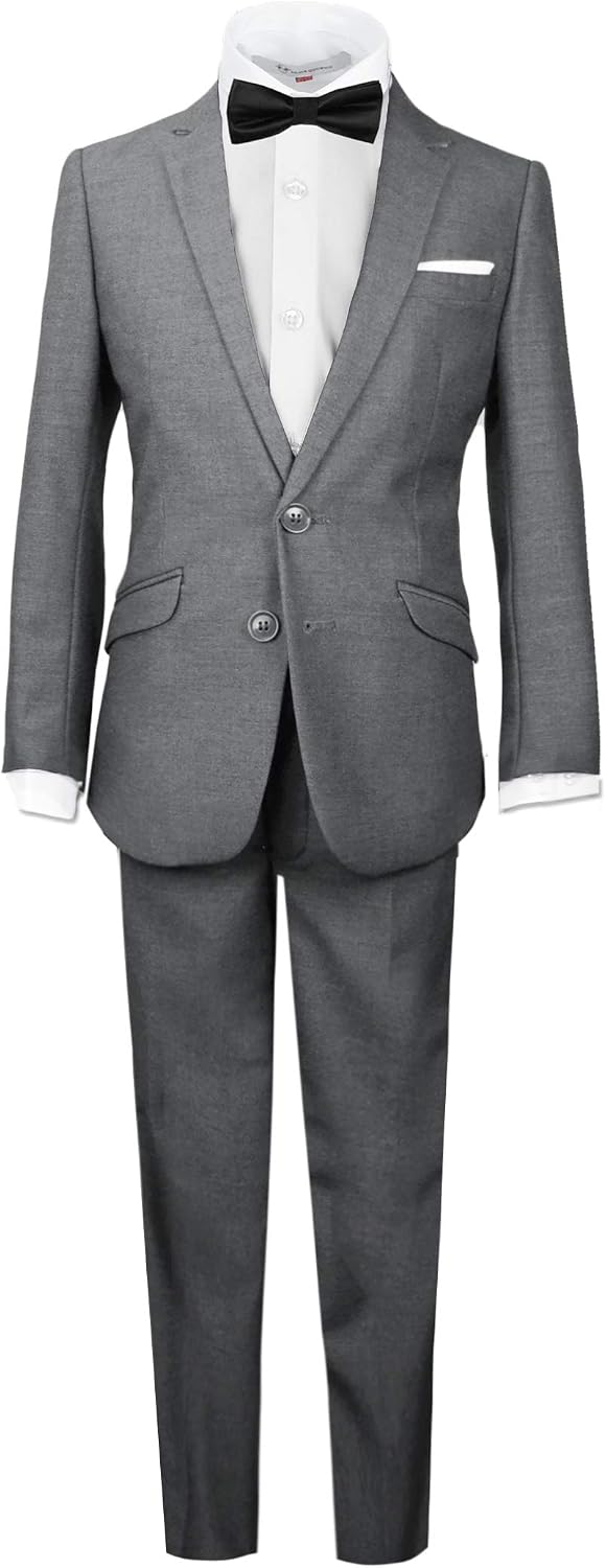 Black n Bianco Signature Boys' Slim Tuxedo Suit with Bow Tie