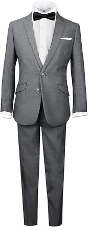 Black n Bianco Signature Boys Slim Tuxedo Suit with Bow Tie