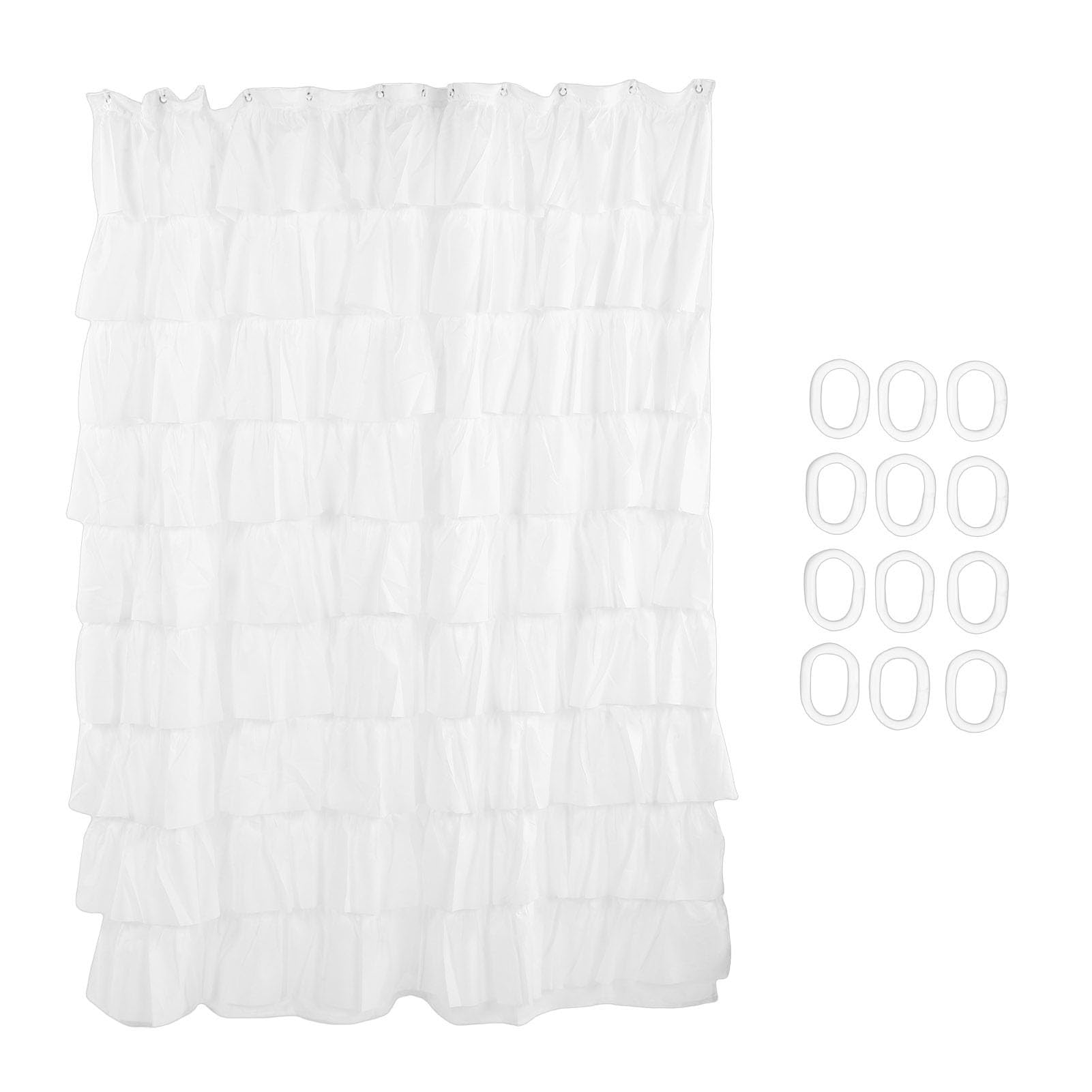 Rideau de douche opaque AUNMAS avec ourlet lesté aimanté anti-adhérence blanc