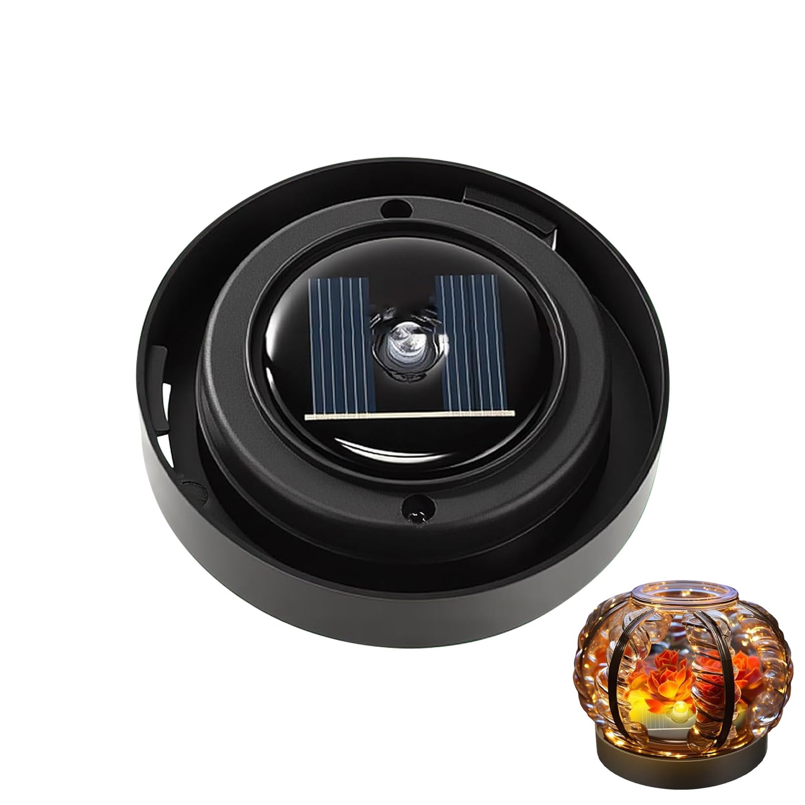 Solar Lights Replacement Parts 8cm Waterproof, 1 PC Replacement Solar Panel for Garden Light Warm White, LED Solar Replacement Cover Round, Replacement for Solar Lamp Base, Replacement Parts for