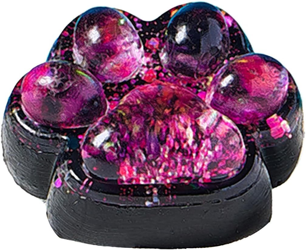 Transparent Black Paw Squishy Squeeze Toy, Kawaii Stress Relief Fidget Sensory, Soft Silicone Squeeze Gifts for Kids Adults Party Favors (Pink)