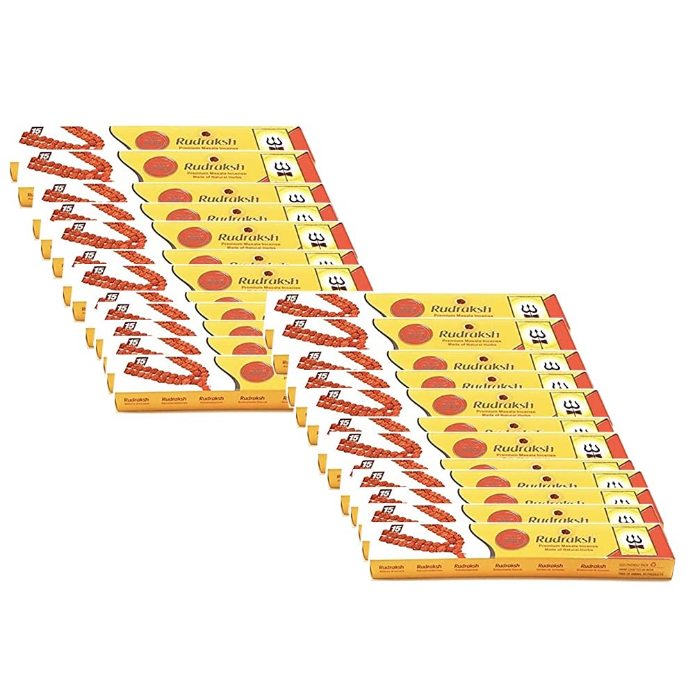 Heera Rudraksh Agarbatti 15stk (Pack of 24) - Premium Indian Aroma Incense Stick for Pooja, Yoga, Aromatherapy, Room Freshener, Meditation - Natural Air Freshener