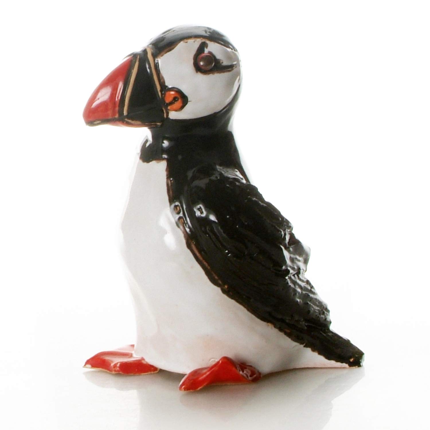 EnigmaSupplies Standing Puffin Sculpture Ceramic Hand Made Table Ornament