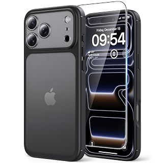 TAURI for iPhone 17 Pro Case, Full Camera Protection with Screen Protector, Translucent Matte Military-Grade Protection Shockproof Slim Phone Case for iPhone 17 Pro, Matte Black - Amazon product rated Grade A