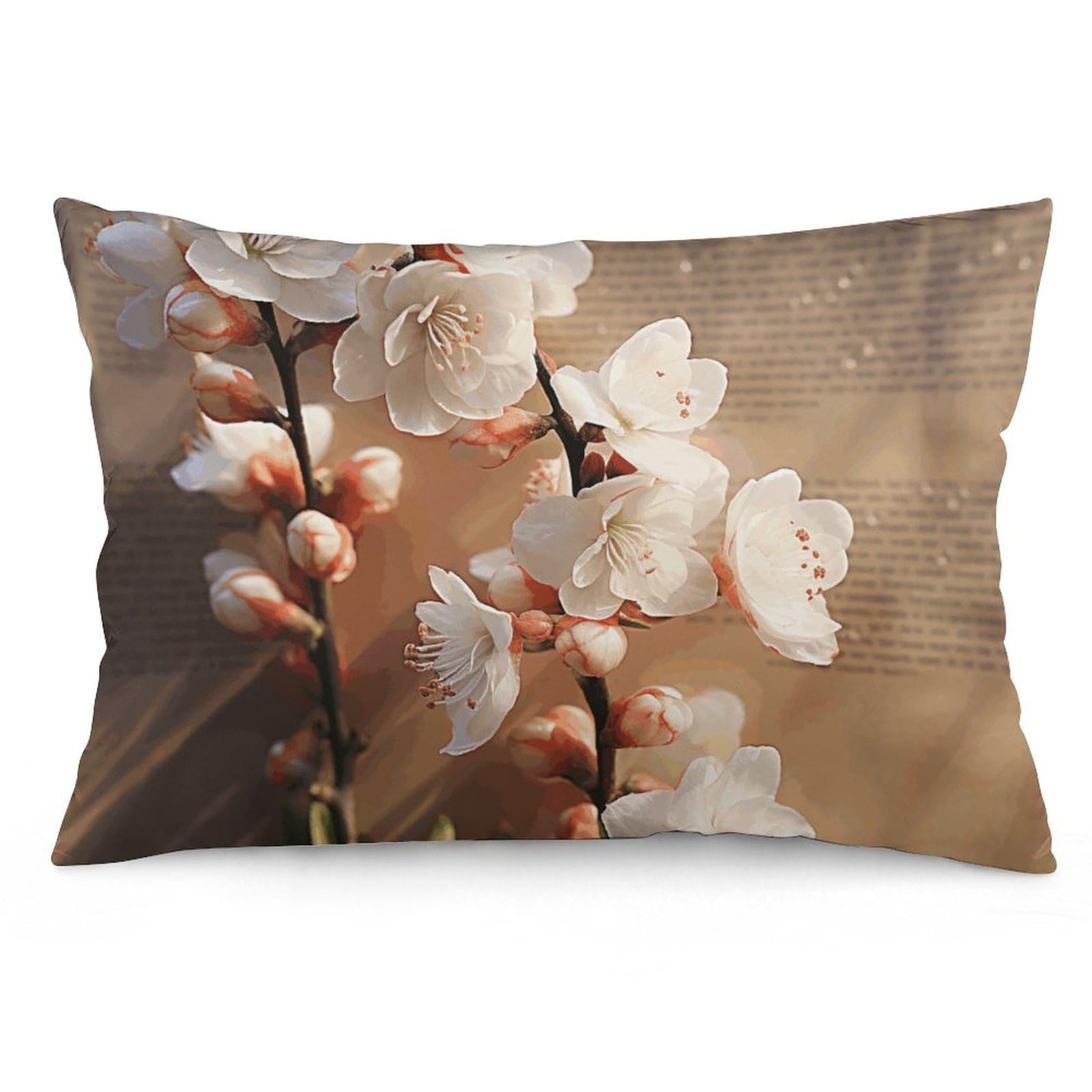 2 Pack Pillow Cases for Hair and Skin, Soft Breathable Pillow Case Covers with Hidden Zipper, A Peach Blossom Pillowcase 20"x30" Pillow Covers for Sleeping Gift