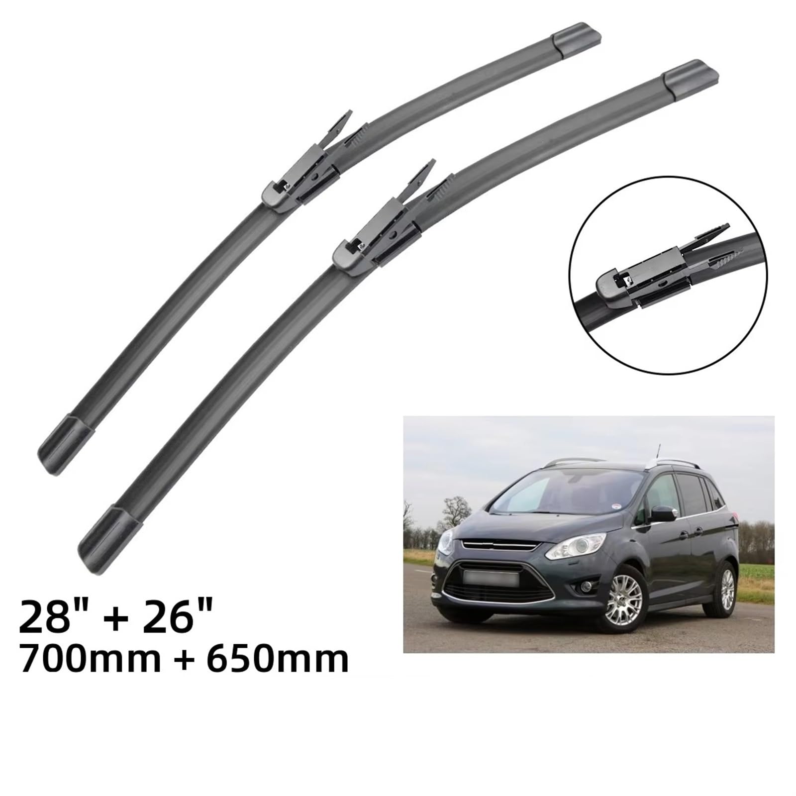 tergicristalli per Auto Compatibile con Ford per Grand per C-Max 2010-2013 2014 2015 2016 2017 2018 2019 28"+26" Parabrezza Parabrezza Spazzole Tergicristallo Anteriori