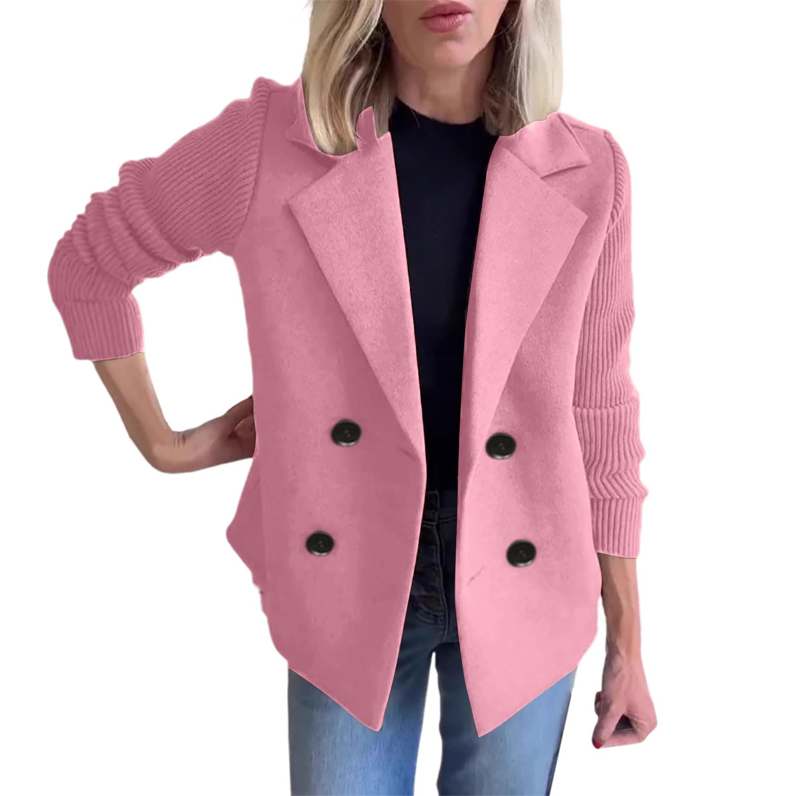 Piumino Donna Cappotto Aperto con Bottoni in Tinta Unita da Donna, Primavera 2025, Cappotto da Lavoro Festa