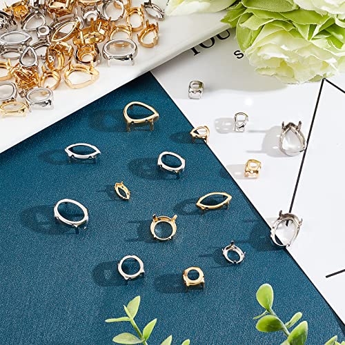 CHGCRAFT 96Pcs 24 Styles Brass Rhinestone Claw Settings Teardrop Horse Eye Oval Round Hollow Sew on Prong Setting for Rhinestone Gemstone Cabochon Resin Jewelry Making - Image 4