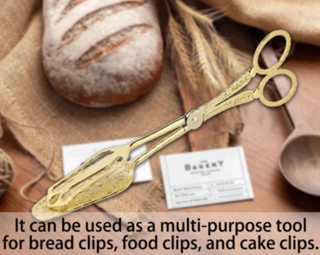 Pinze Da Servizio Vintage In Lega Di Zinco Dorato - Per Pane, Insalata, Torte, 23 Cm